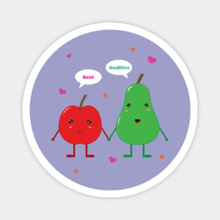 cute apple and pear best buddies kawaii Magnet